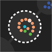 Concept cluster showing coded dots and active document