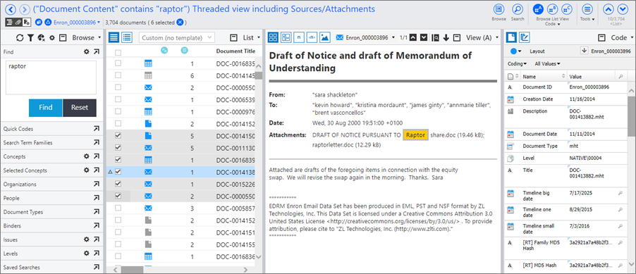 Default workspace on the Documents page